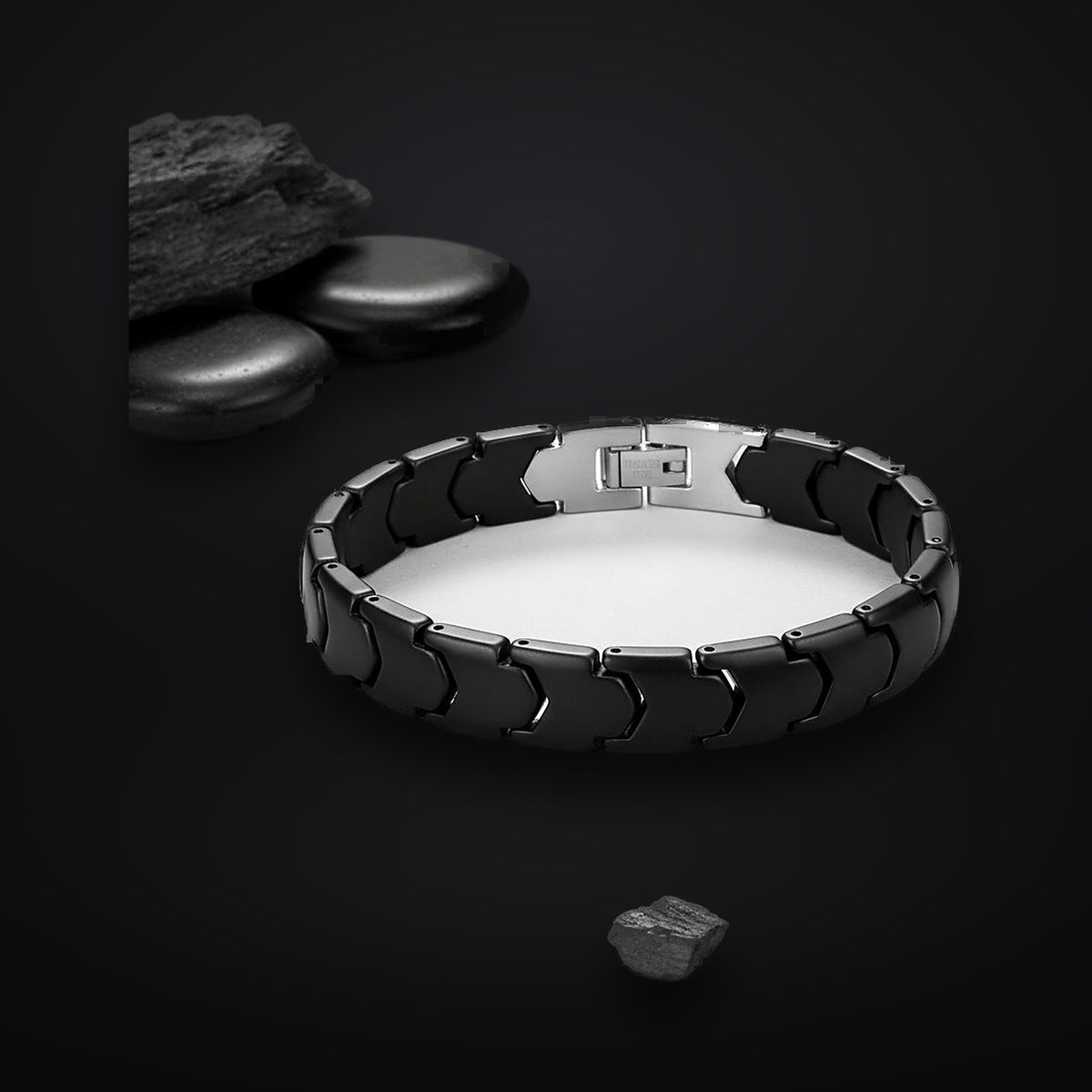 Gent Herrenarmband aus schwarzer Keramik mit Edelstahlverschluss