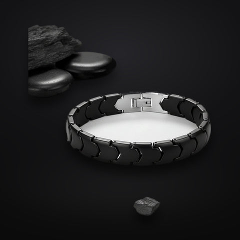 Gent Herrenarmband aus schwarzer Keramik mit Edelstahlverschluss