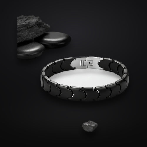 Gent Herrenarmband aus schwarzer Keramik mit Edelstahlverschluss