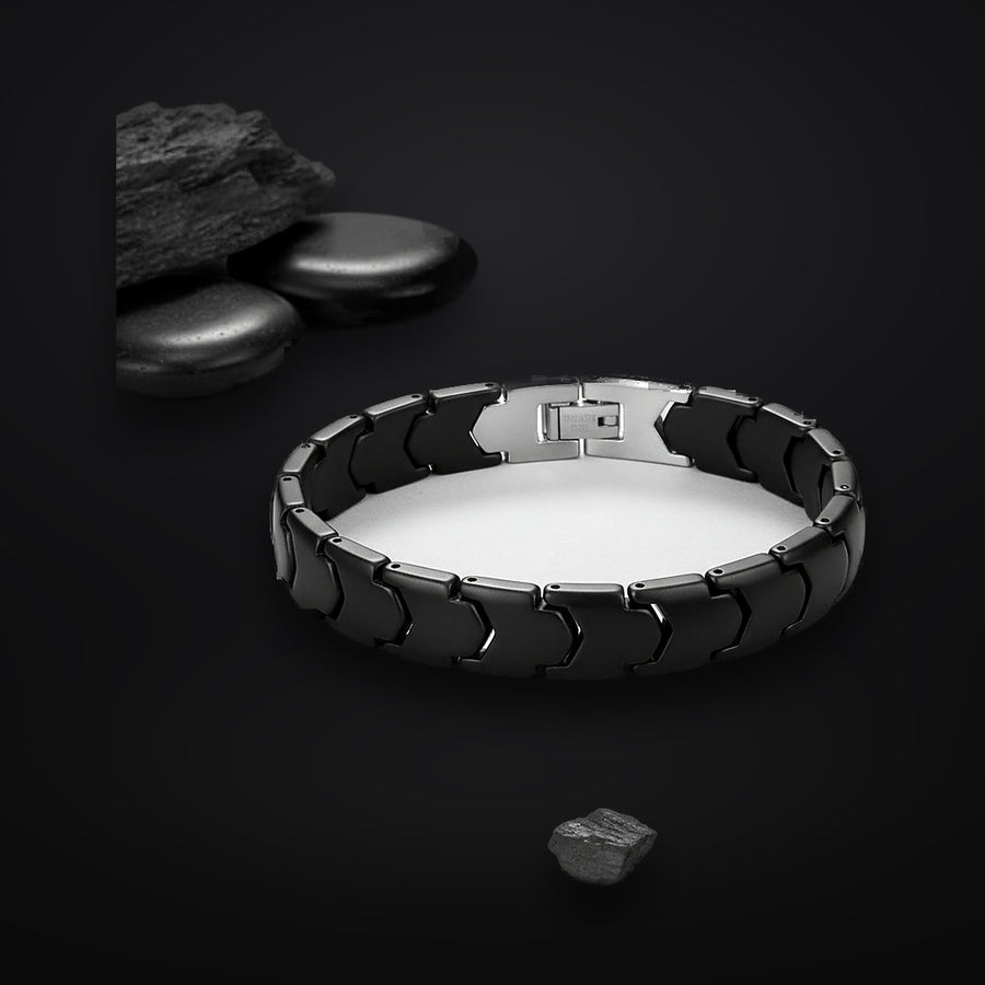 Gent Herrenarmband aus schwarzer Keramik mit Edelstahlverschluss