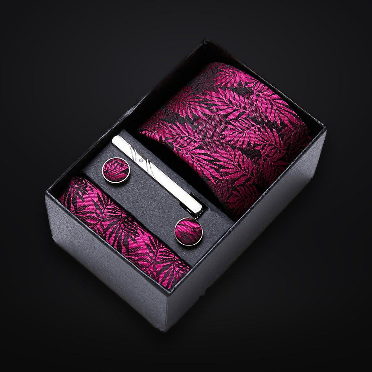 Krawatten-Geschenkset Lila Botanic in der Geschenkbox