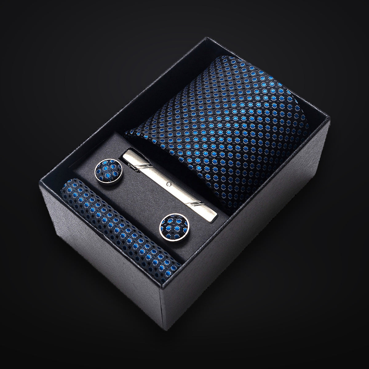 Krawatten-Geschenkset Blau Edel in der Geschenkbox
