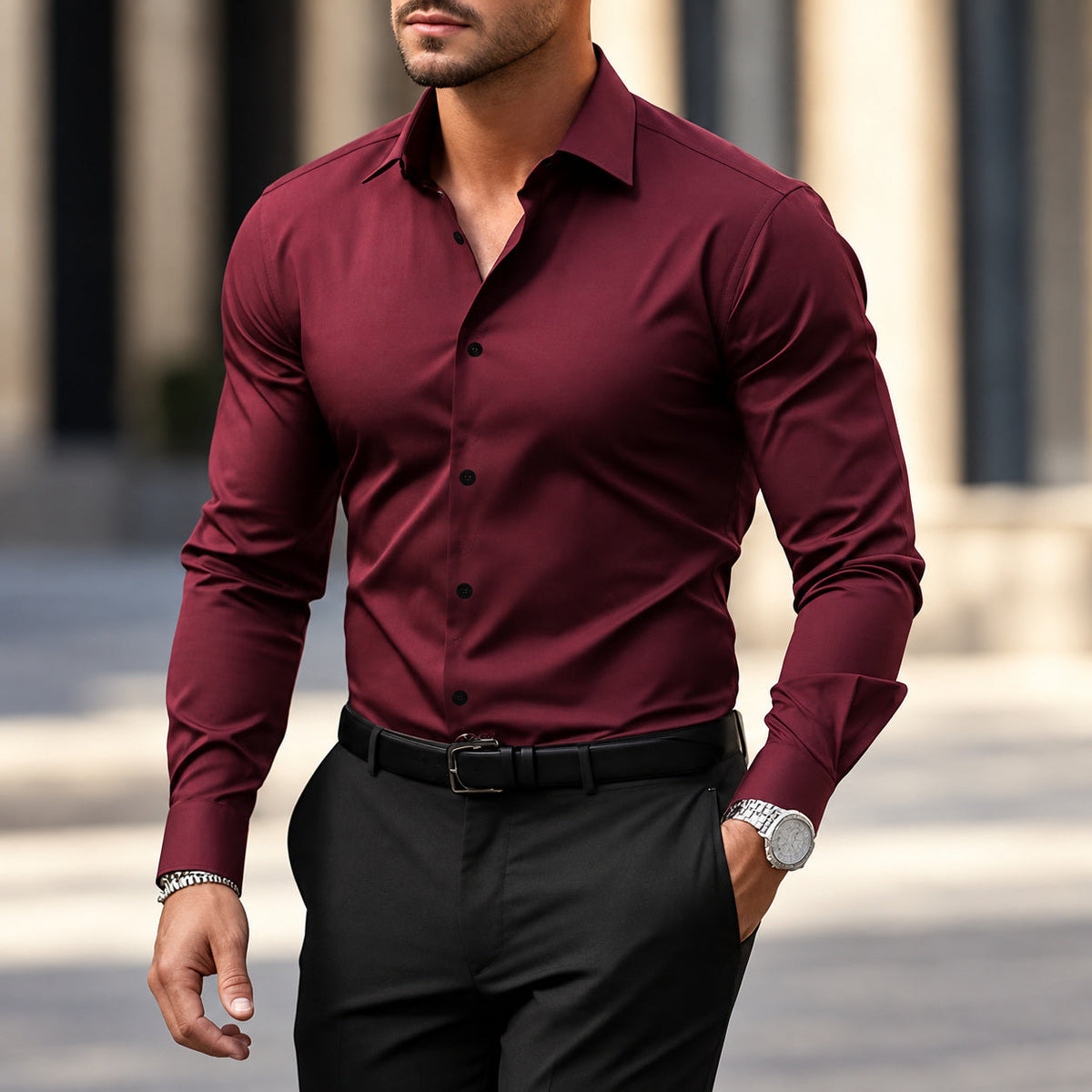 ZINKE Herren-Business-Hemd langarm in Bordeaux