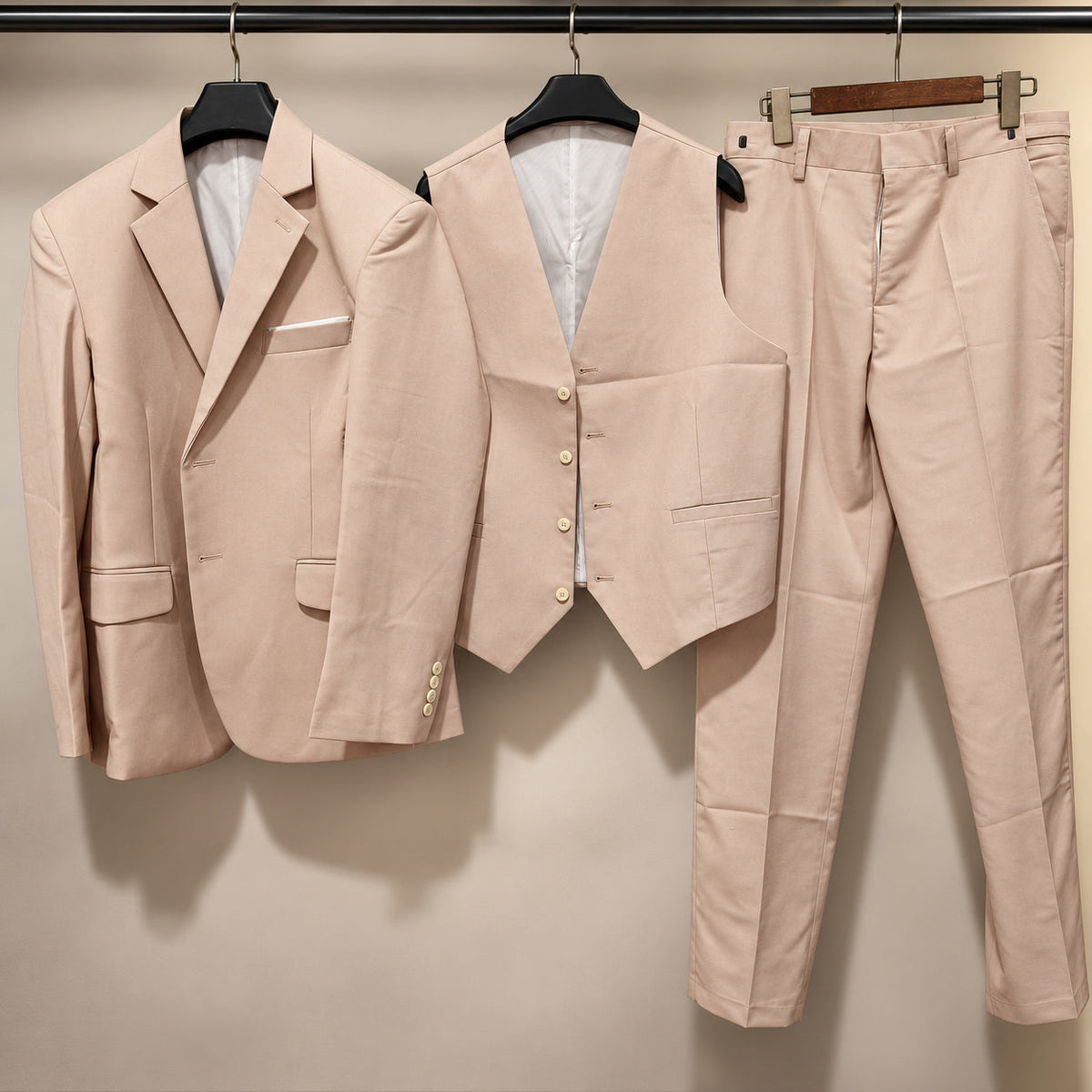ZINKE Herren-Anzug dreiteilig Slim Fit mit Weste, Detailansicht