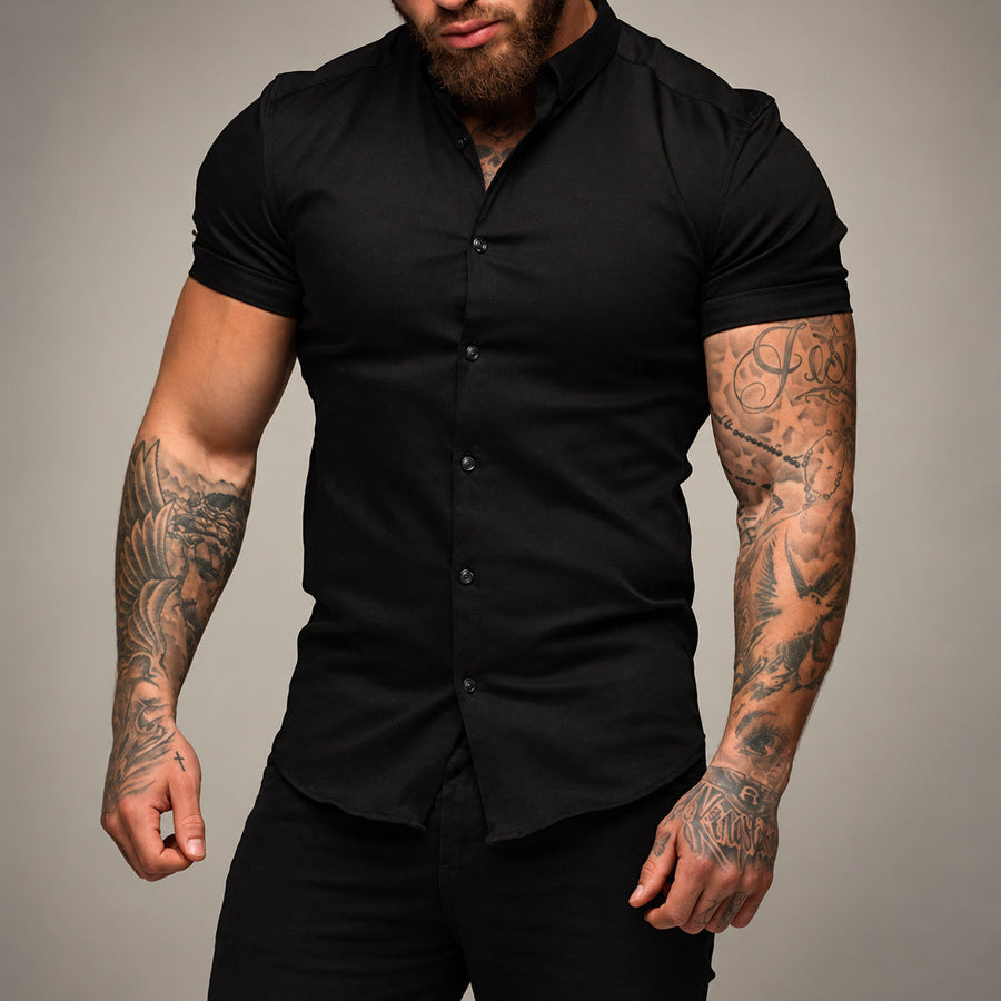 ZINKE Herren-Shirt kurzarm körperbetont in Schwarz