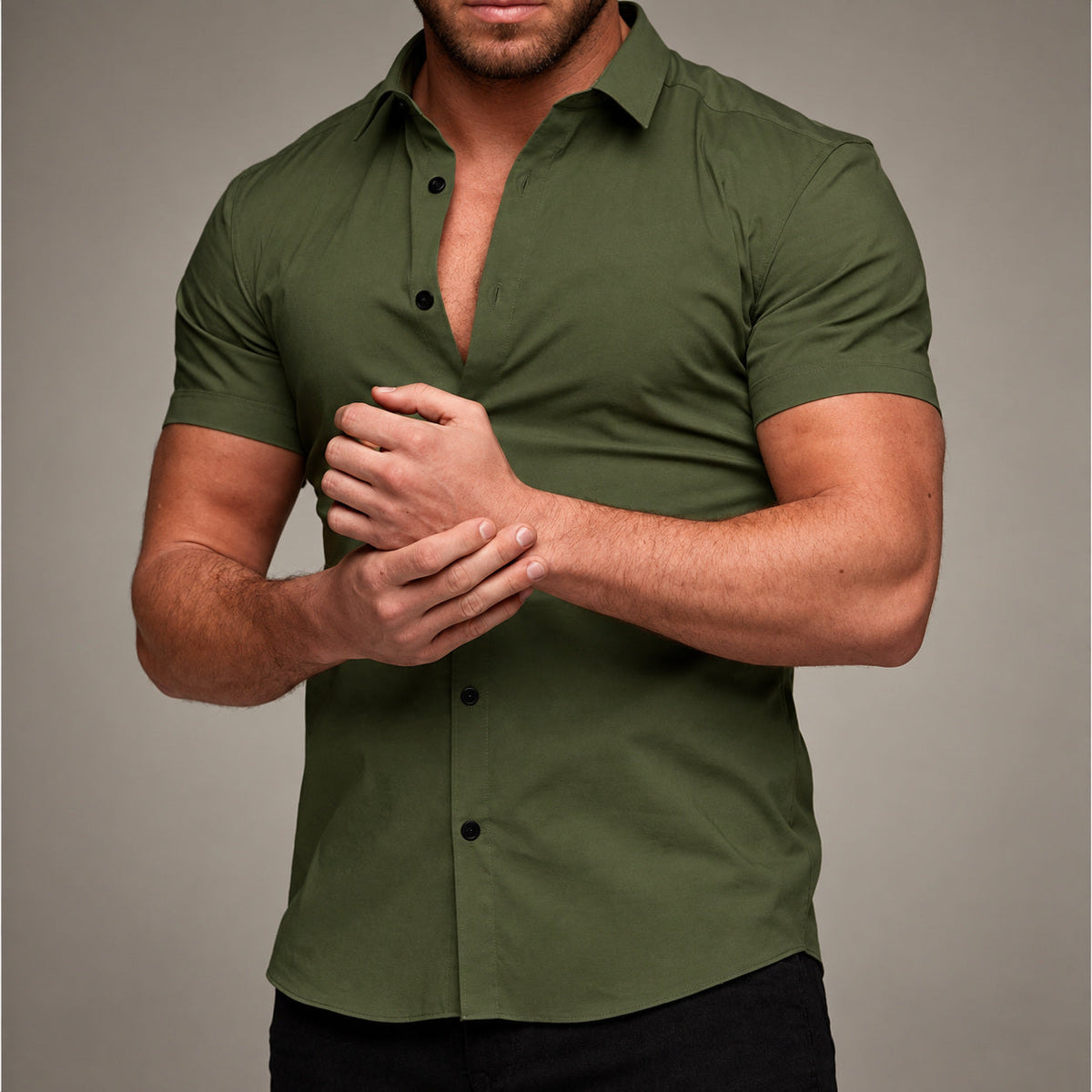 ZINKE Herren-Shirt kurzarm körperbetont in Grün