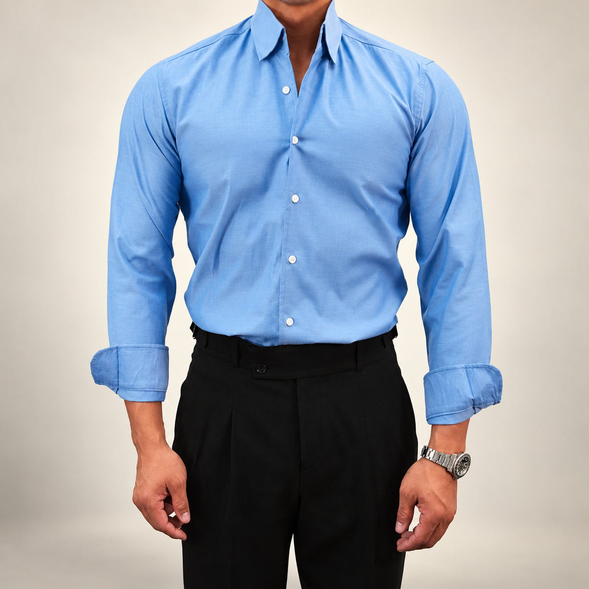 ZINKE Herren-Hemd langarm Slim Fit in Hellblau