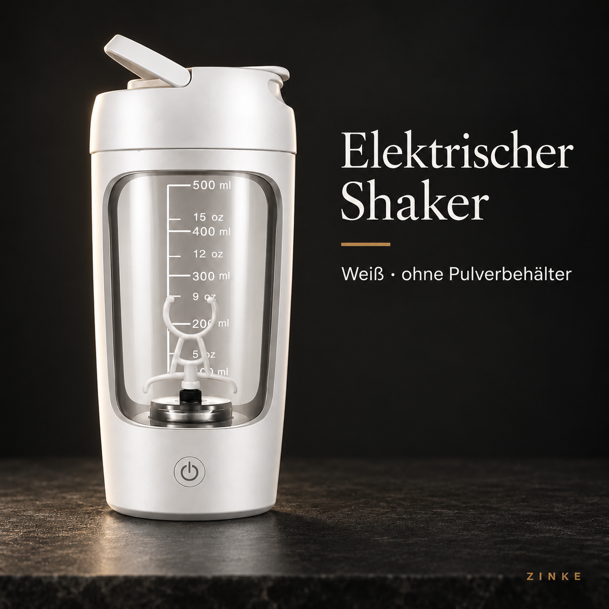 Elektrischer Shaker in Weiß ohne Pulverbehälter