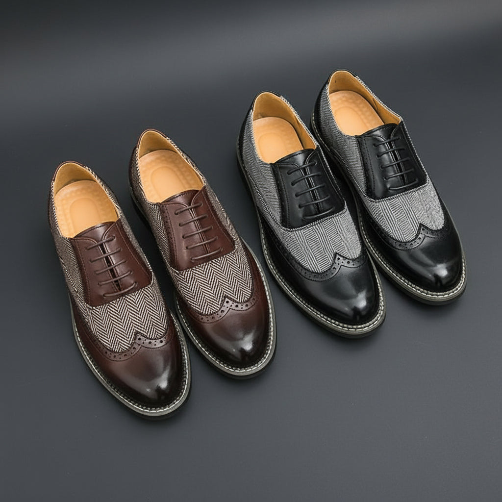 Herren-Brogues in Braun und Schwarz nebeneinander