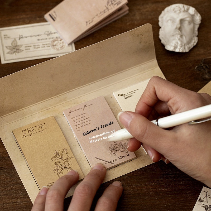 Hand beschriftet einen Notizzettel im Vintage-Stil